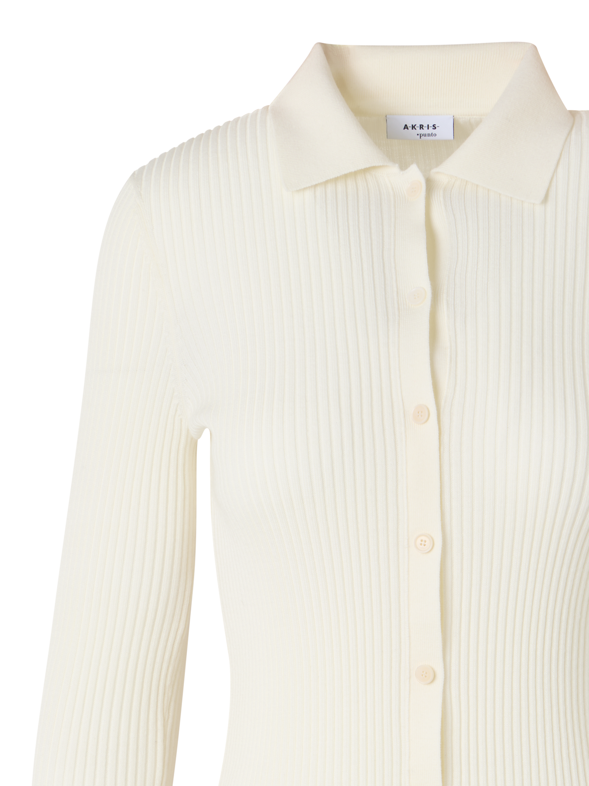 Designer Langärmeliger Strickpullover aus Merinowolle - Ecru