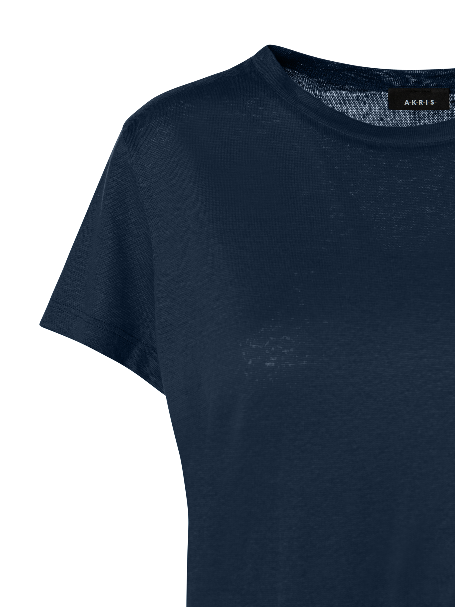 Designer Leinen Jersey T-Shirt - Dunkelblau - Blau