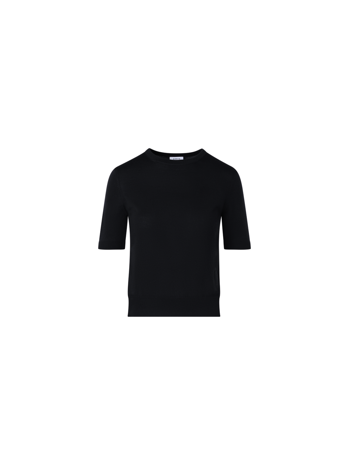 Designer Kurzärmeliger Strickpullover aus Merinowolle - Schwarz