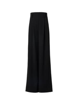 Designer Bundfaltenhose aus Woll-Tricotine mit hohem Bund - Schwarz