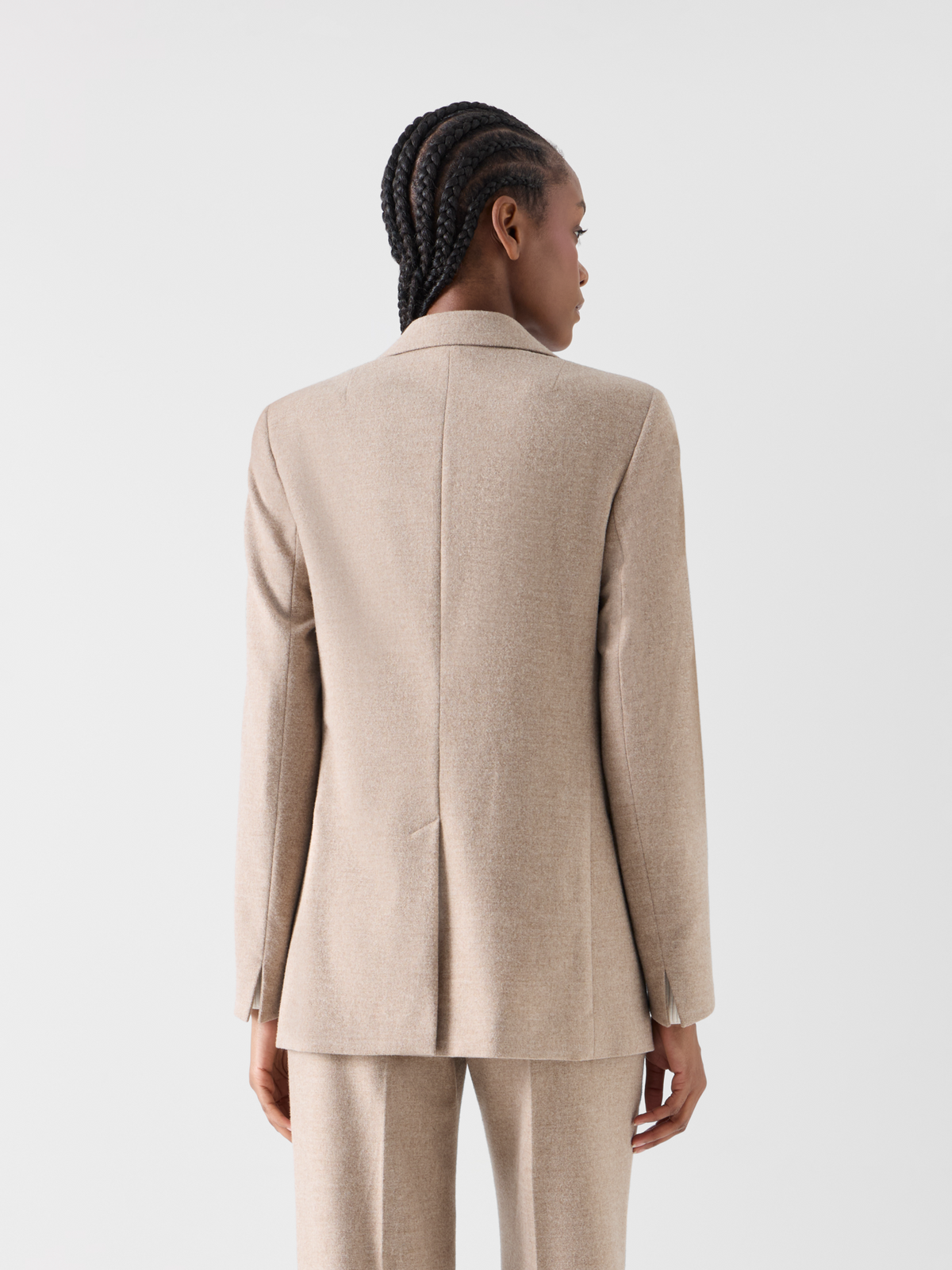 Designer Boyfriend-Blazer aus pastellfarbenem Flanell - Beige 