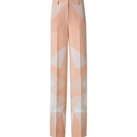 Weite Seidenhose mit Chiaroscuro Druck