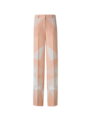 Designer Weite Gerade Seidenhose mit Chiaroscuro Druck - Bunt - Rosa