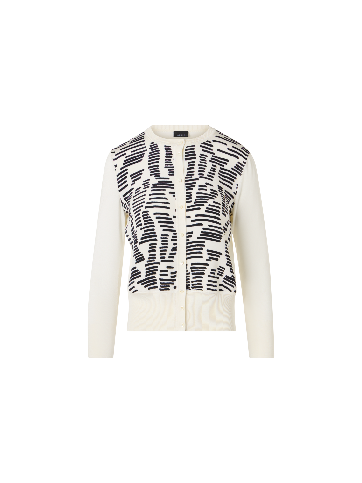 Designer Strickjacke mit Dance Movement Print auf der Vorderseite - Ecru