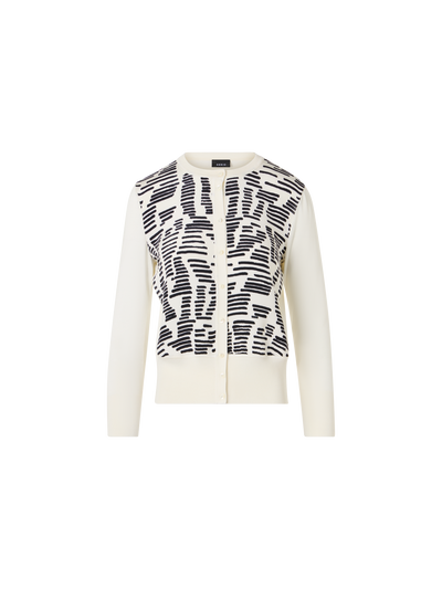 Designer Strickjacke mit Dance Movement Print auf der Vorderseite - Ecru