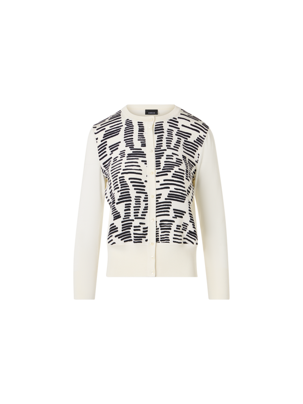 Designer Strickjacke mit Dance Movement Print auf der Vorderseite - Ecru