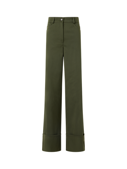 Designer Cooper Hose aus Baumwollgabardine - Grün