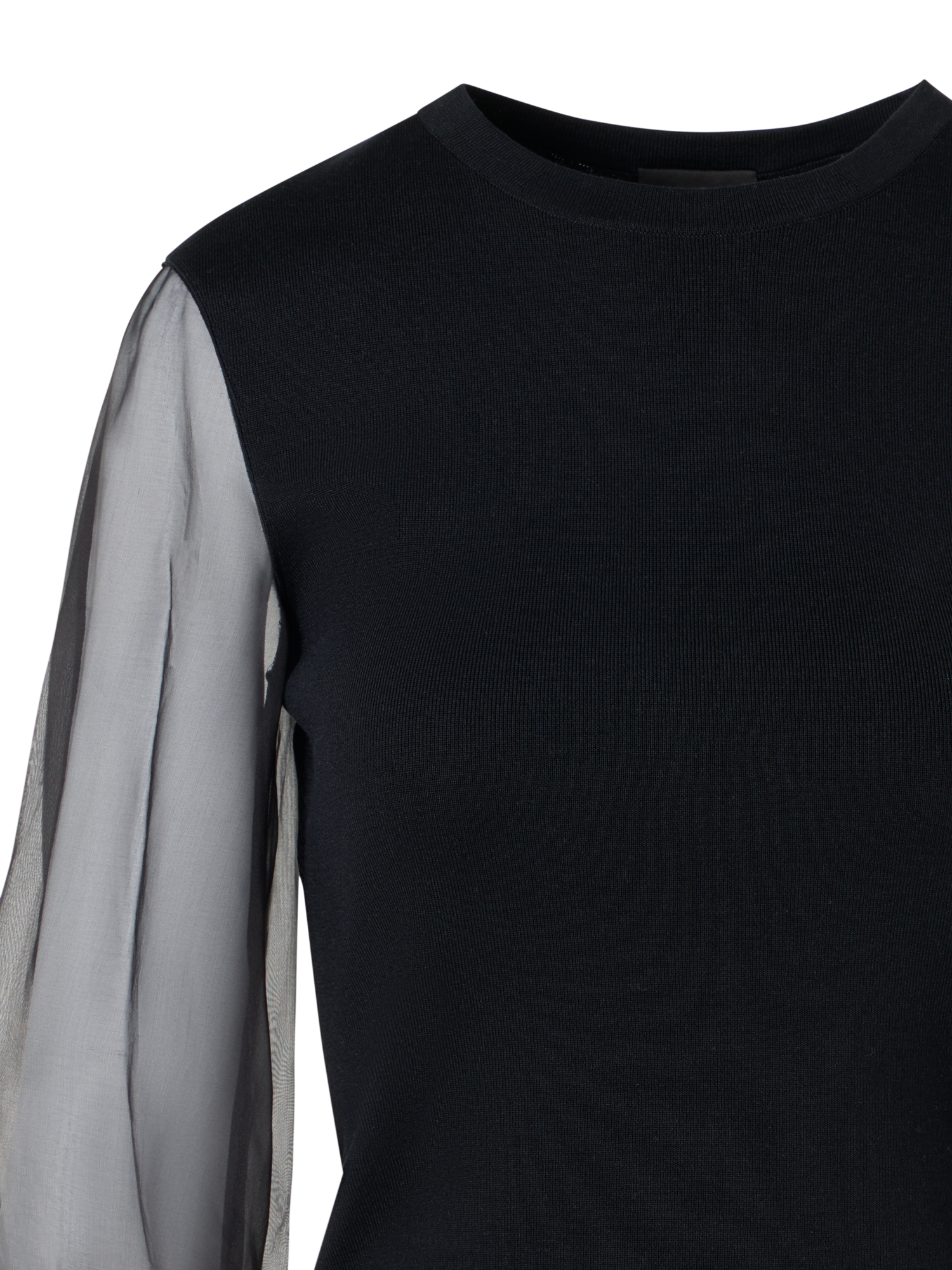 Designer Taillierter Strickpullover aus Seiden-Stretch - Schwarz