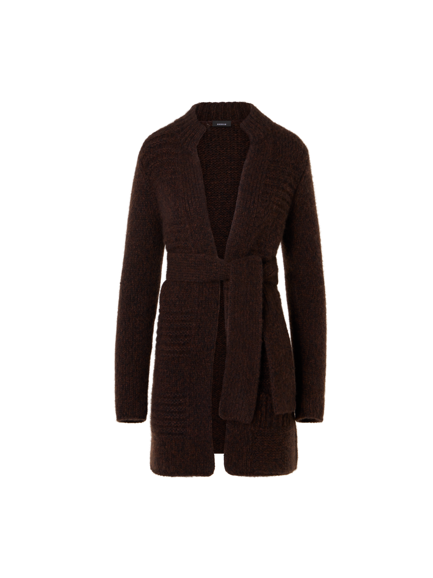 Designer Langer Cardigan aus Kaschmirseide Mouliné - Schwarz - Braun - Bunt