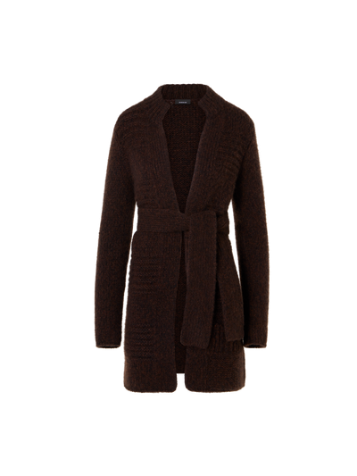 Designer Langer Cardigan aus Kaschmirseide Mouliné - Schwarz - Braun - Bunt