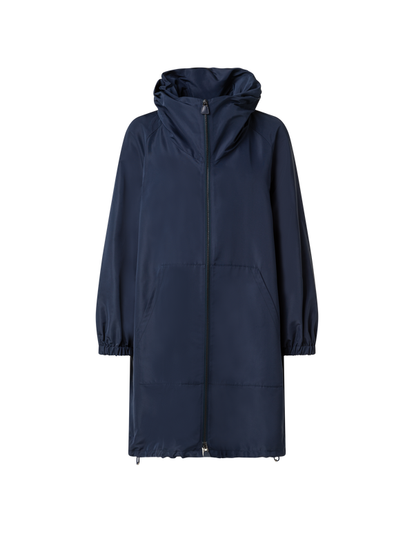 Designer Parka aus wasserabweisendem Seidentaft - Dunkelblau - Blau
