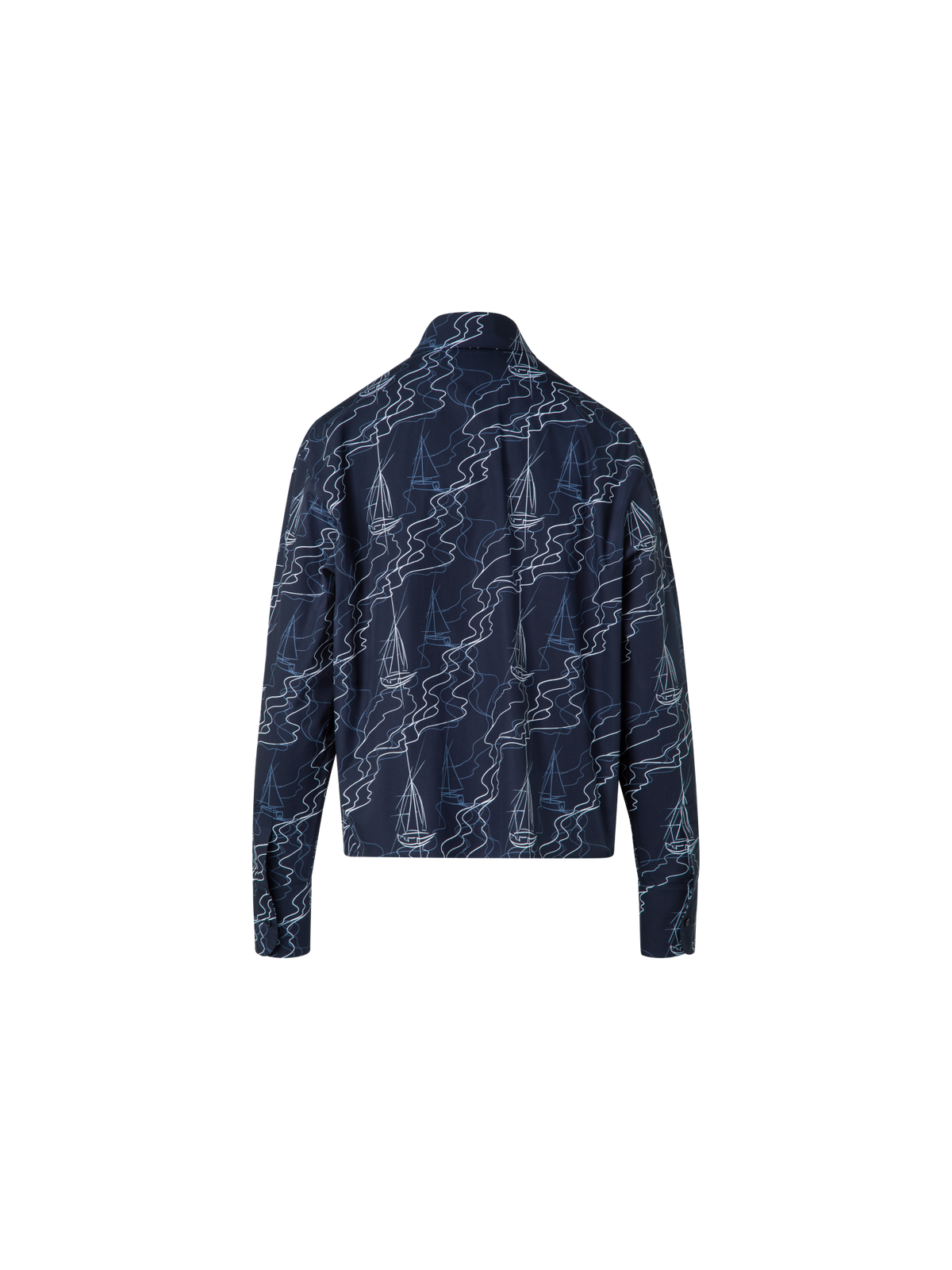 Designer Boxy Bluse in Baumwolle mit Sailboat Druck - Dunkelblau - Blau - Bunt