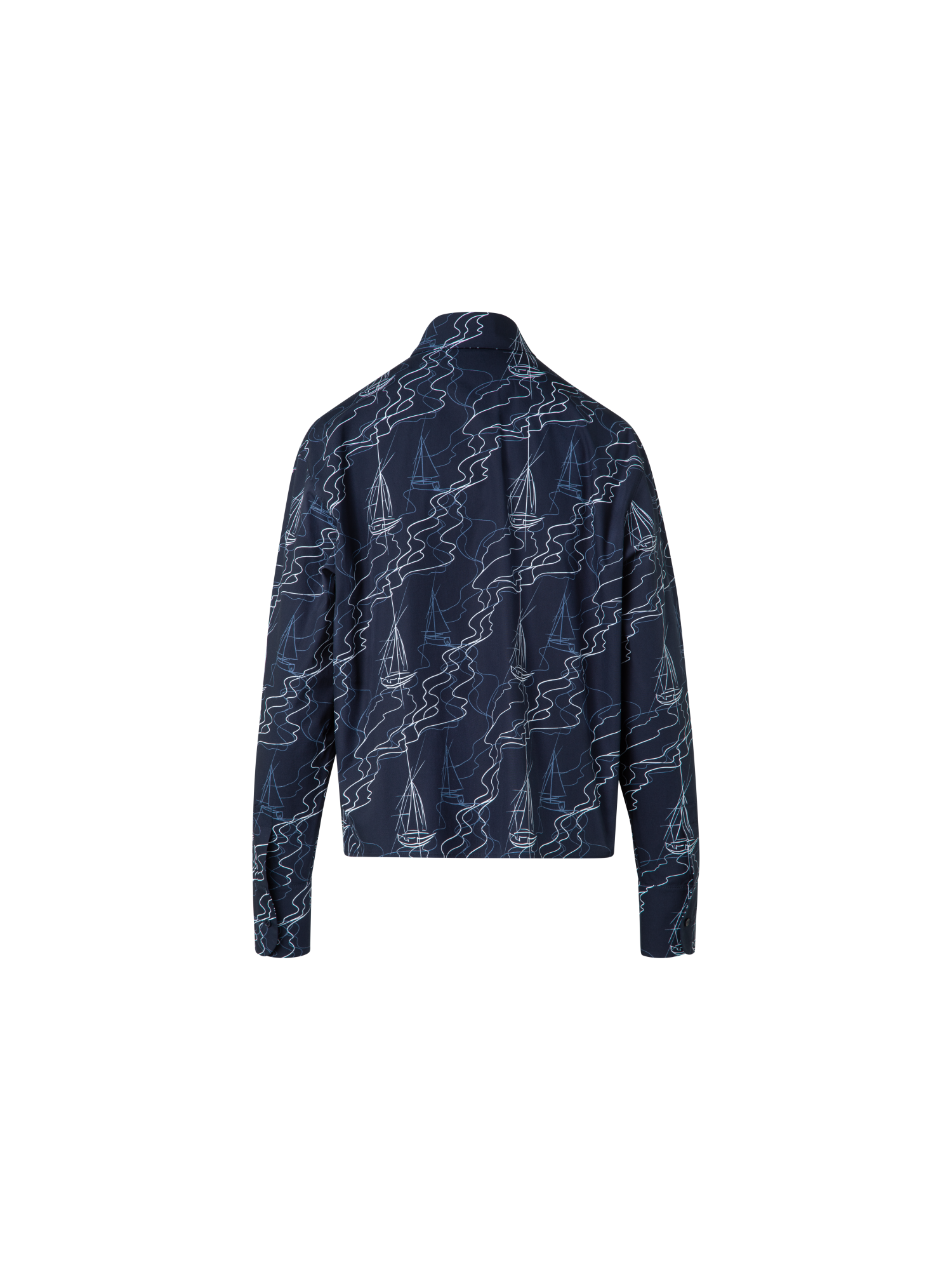 Designer Boxy Bluse in Baumwolle mit Sailboat Druck - Dunkelblau - Blau - Bunt