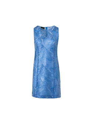 Designer Etuikleid aus lackierter Meeresfächer-Spitze - Blau
