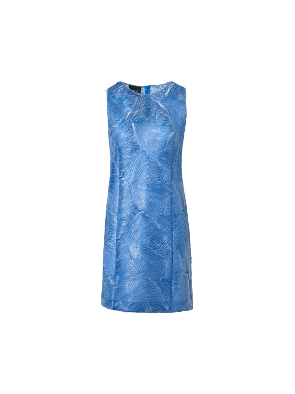 Designer Etuikleid aus lackierter Meeresfächer-Spitze - Blau