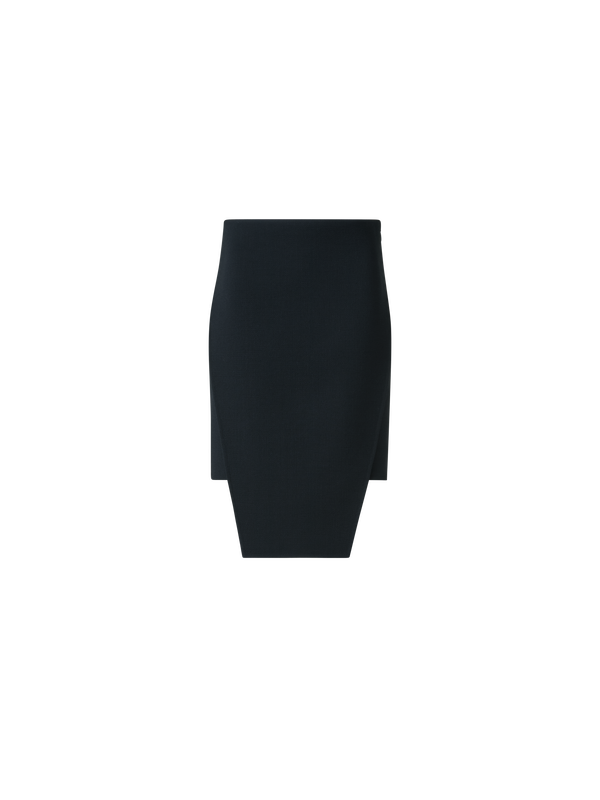 Designer Wollcrêpe Doubleface Minirock mit Schürze - Schwarz