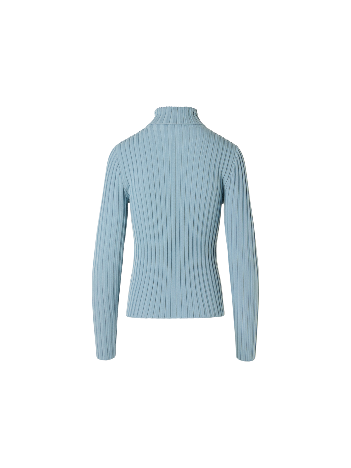 Designer Taillierter Rollkragen aus Merino-Rippstrick - Blau