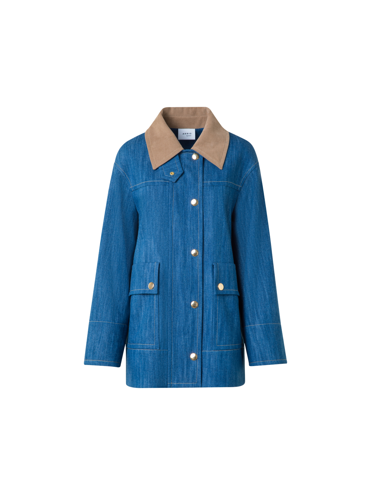 Designer Oversize Parka aus Baumwoll-Denim - Blau - Bunt