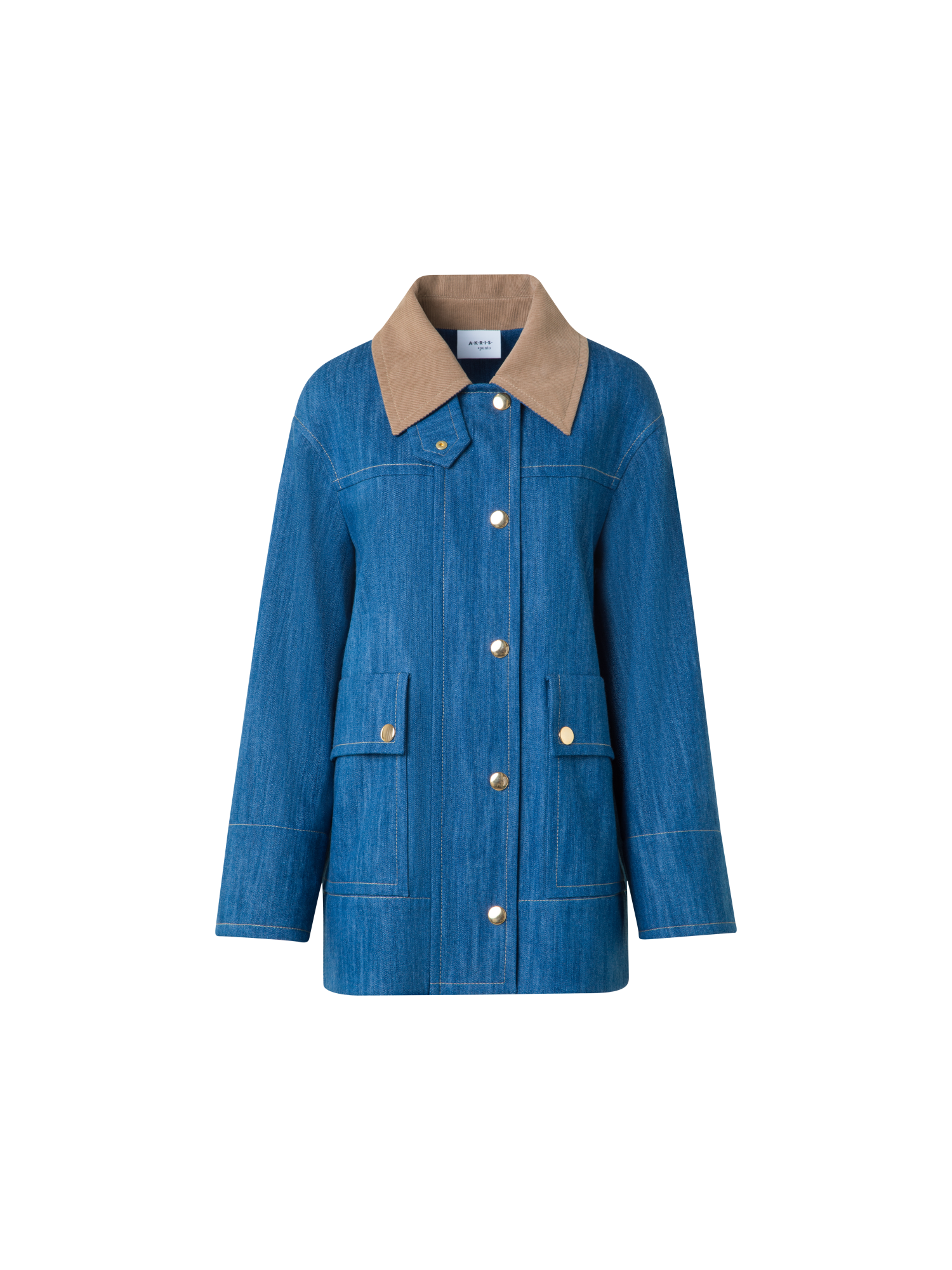 Designer Oversize Parka aus Baumwoll-Denim - Blau - Bunt