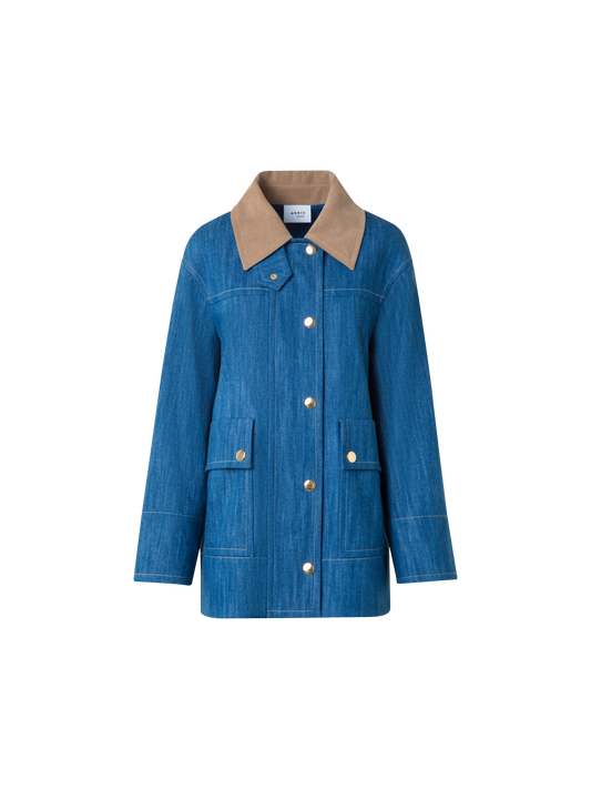 Designer Oversize Parka aus Baumwoll-Denim - Blau - Bunt