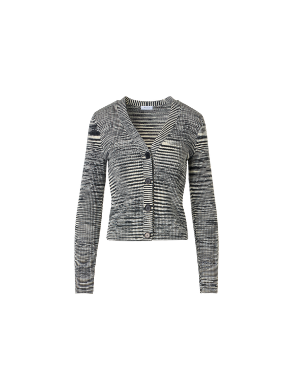 Designer Langärmelige Strickjacke aus Merinowolle - Grau