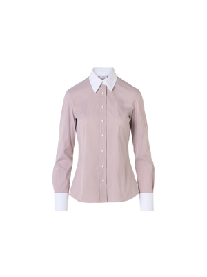 Designer Popeline-Bluse mit Mikrostreifen - Bunt
