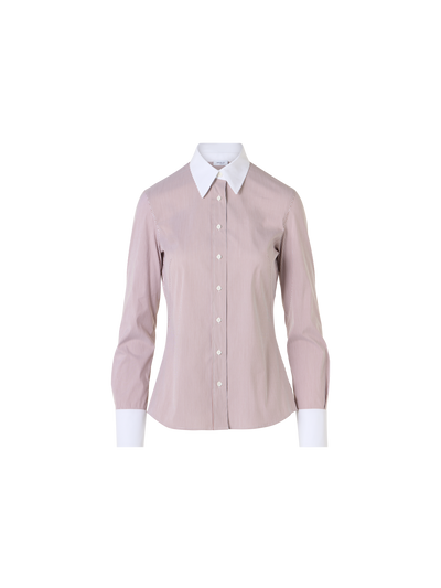 Designer Popeline-Bluse mit Mikrostreifen - Bunt