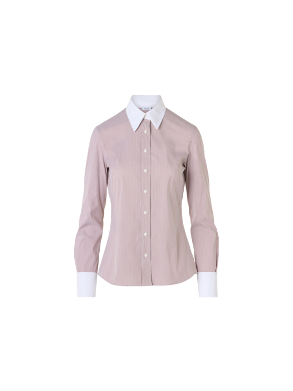Designer Popeline-Bluse mit Mikrostreifen - Bunt
