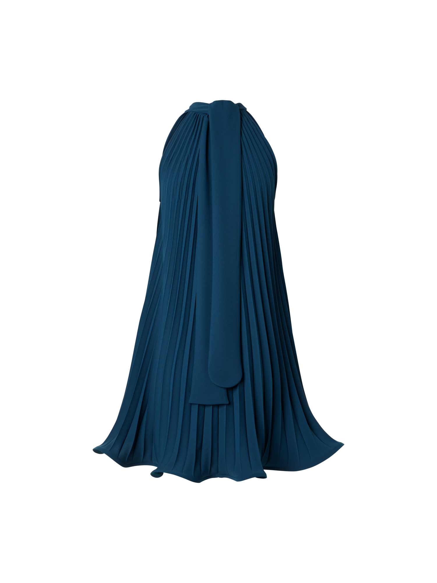 Designer Plissee-Neckholder-Minikleid in A-Linie - Dunkelblau