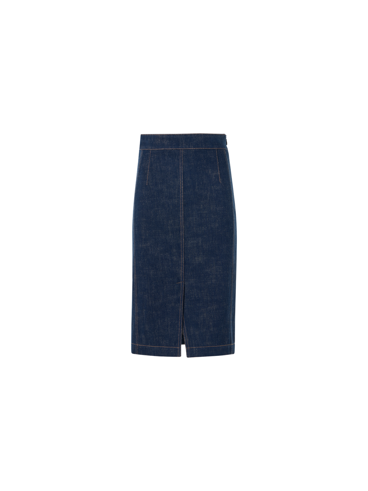 Designer Bleistiftrock aus Winter-Denim mit hohem Bund - Dunkelblau - Blau