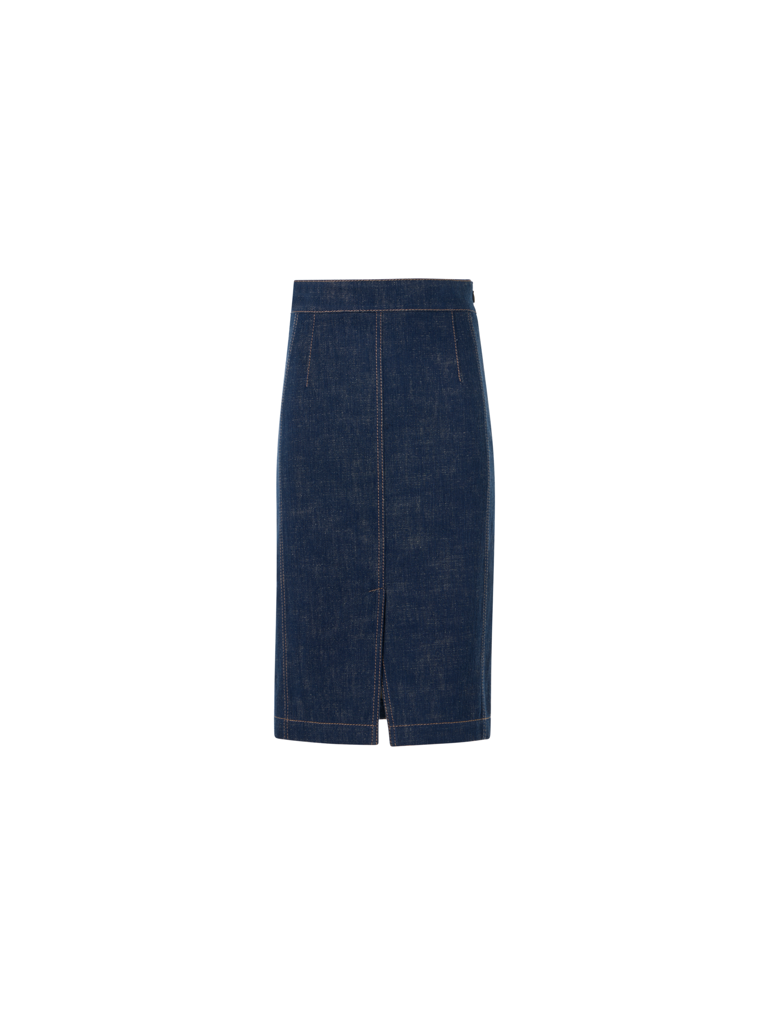 Designer Bleistiftrock aus Winter-Denim mit hohem Bund - Dunkelblau - Blau