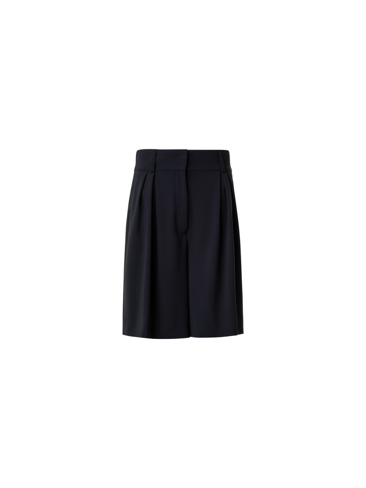 Designer Plissierte Bermudashorts aus Cool Wool - Schwarz