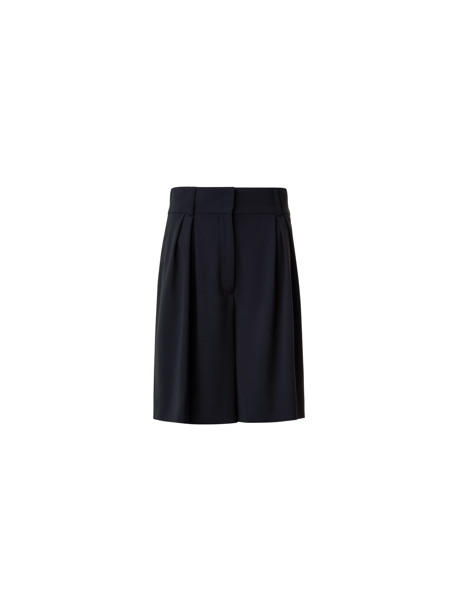 Designer Plissierte Bermudashorts aus Cool Wool - Schwarz