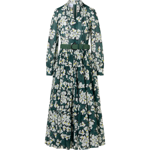 Long-Sleeve Papercut Flower Boho Midi Dress