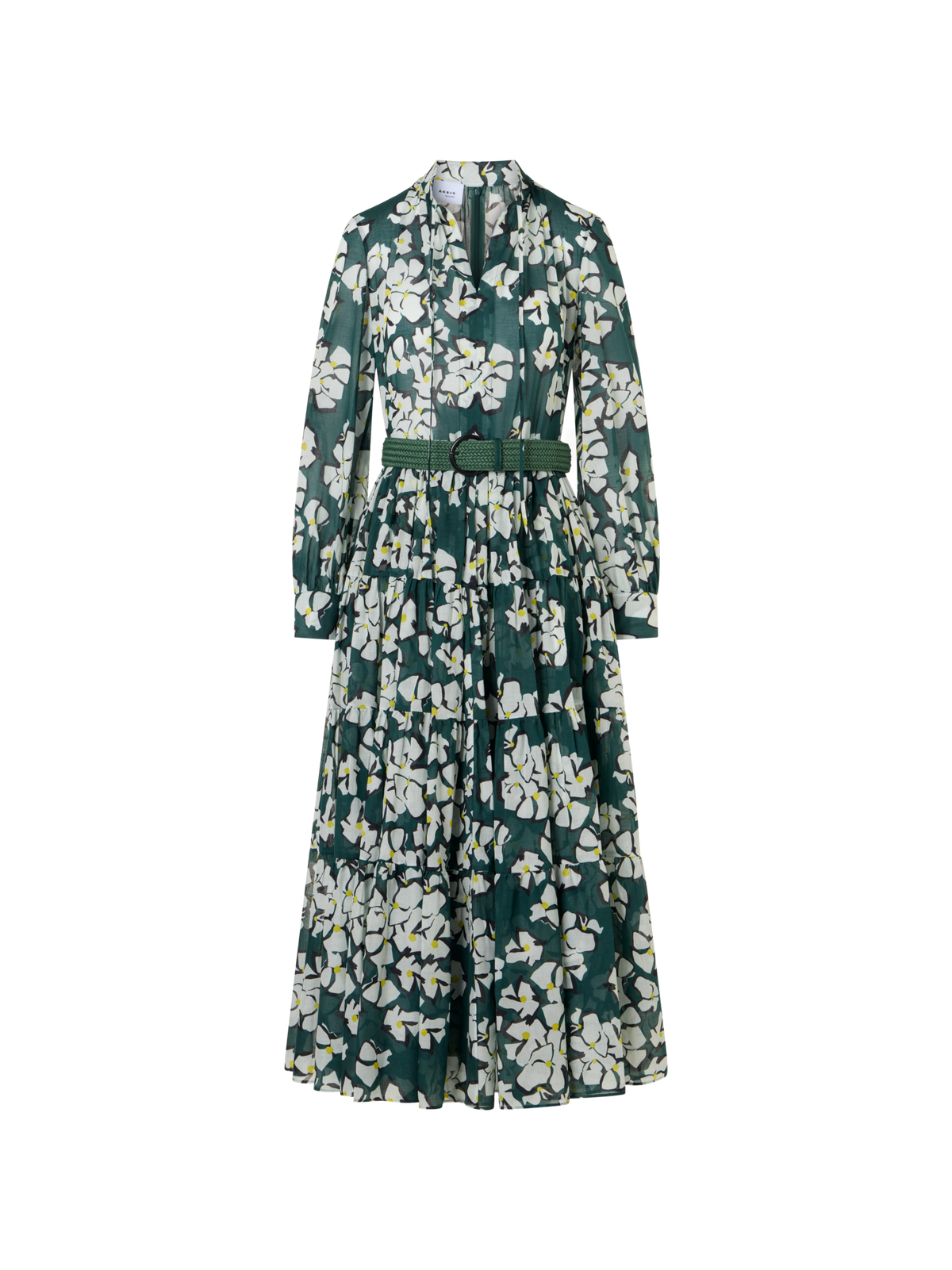 Designer Langärmeliges Boho-Midi-Kleid mit Papercut Flower Print - Bunt