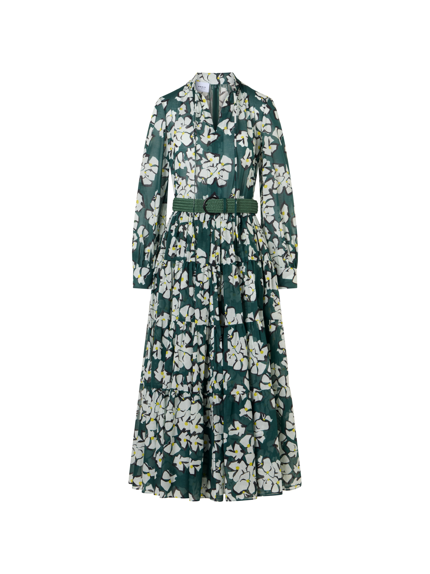 Designer Langärmeliges Boho-Midi-Kleid mit Papercut Flower Print - Bunt