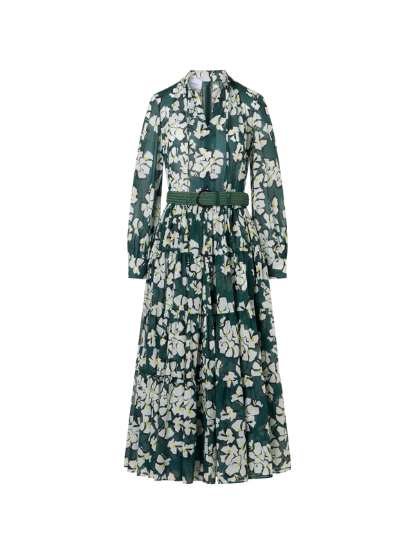 Designer Langärmeliges Boho-Midi-Kleid mit Papercut Flower Print - Bunt