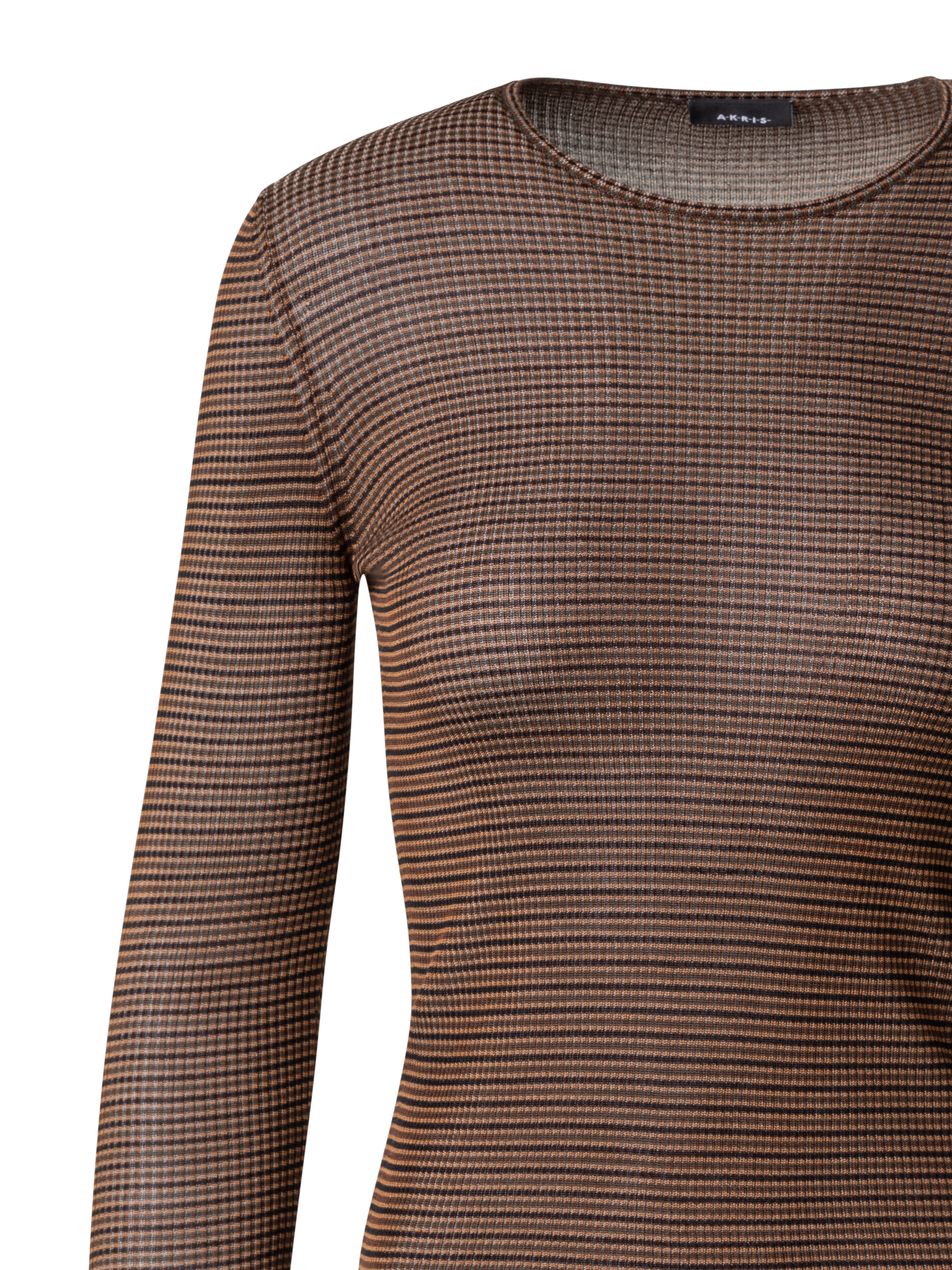 Designer Taillierter Seidenpullover mit Streifen - Braun - Beige