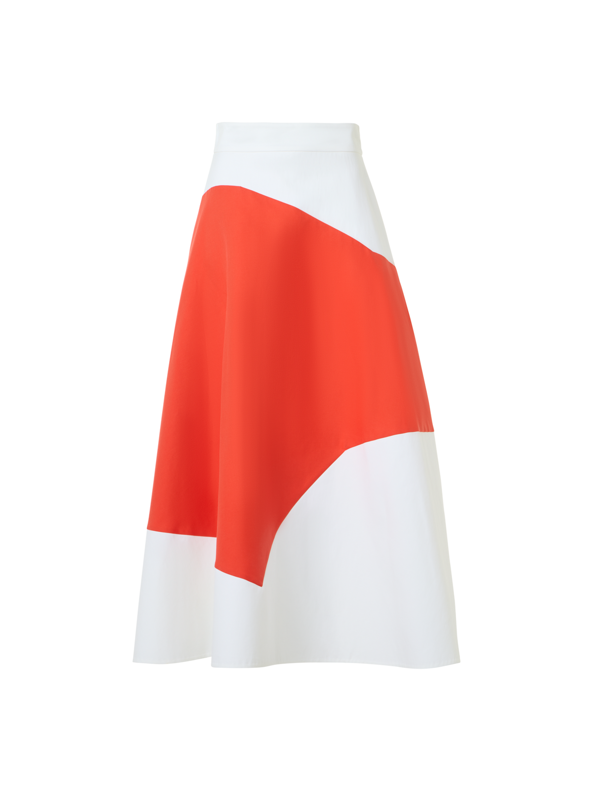 Designer Ausgestellter Midirock mit Polygon-Patchwork - Bunt