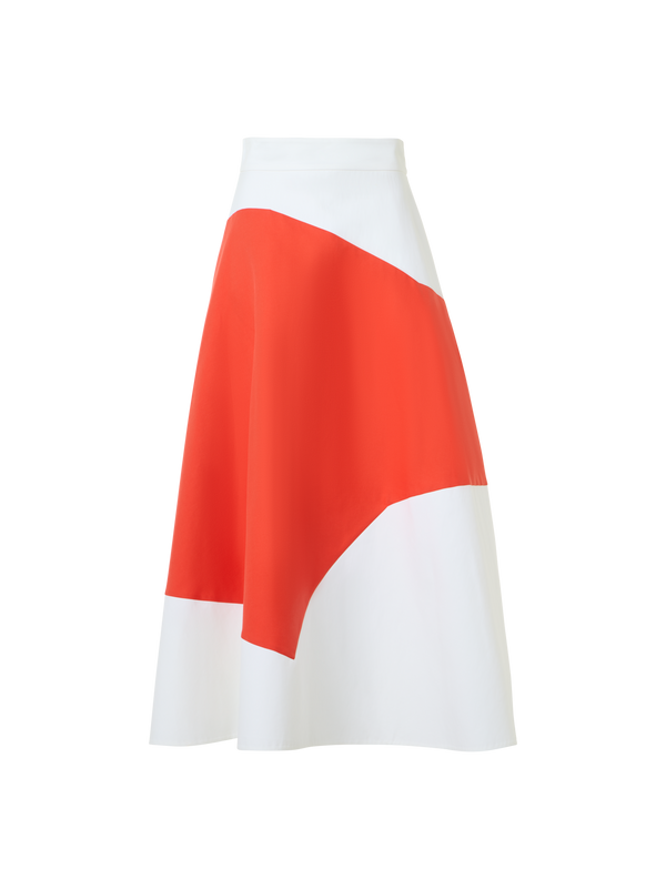 Designer Ausgestellter Midirock mit Polygon-Patchwork - Bunt