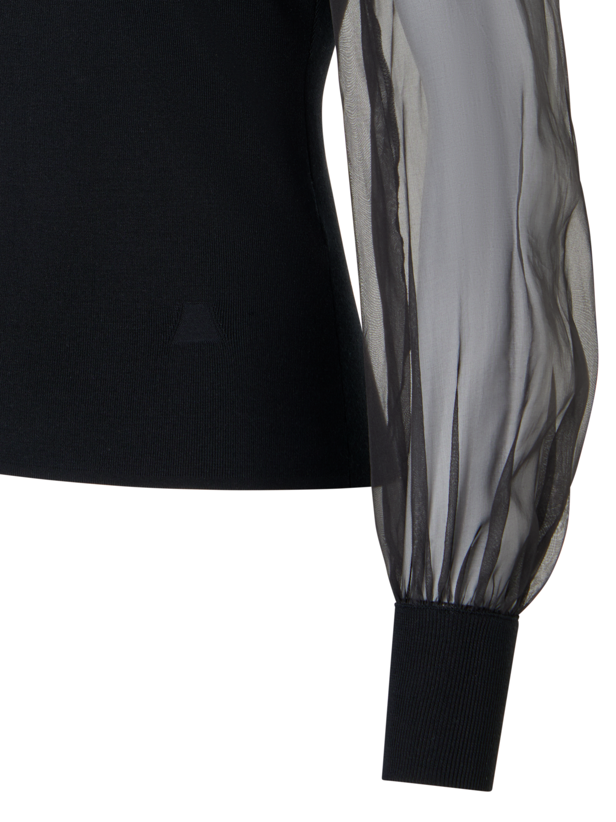 Designer Taillierter Strickpullover aus Seiden-Stretch - Schwarz