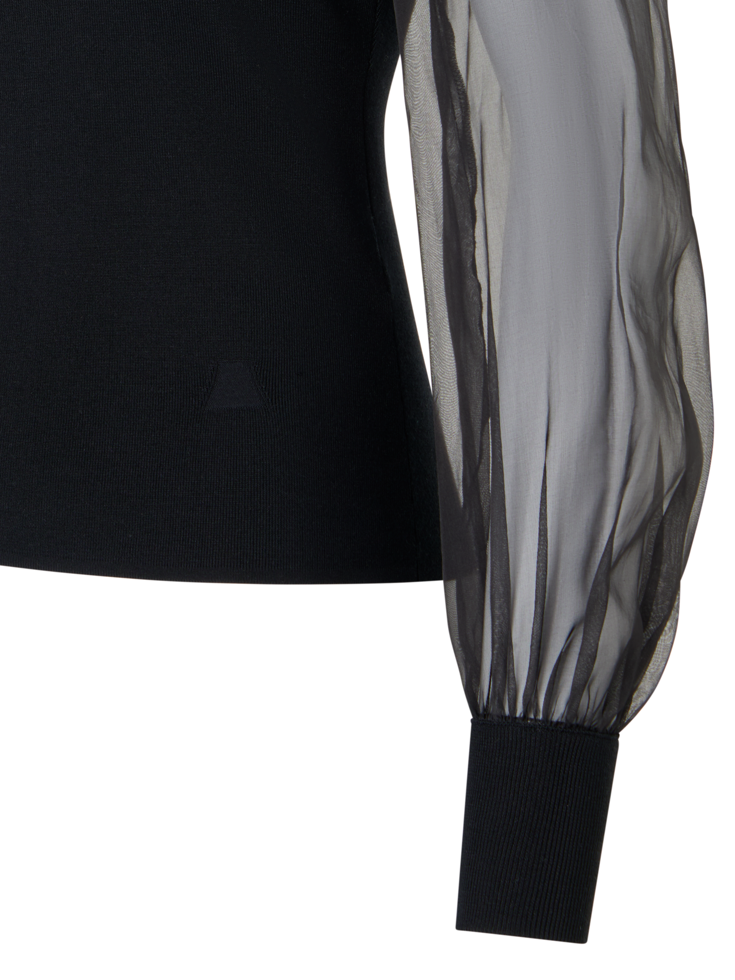 Designer Taillierter Strickpullover aus Seiden-Stretch - Schwarz
