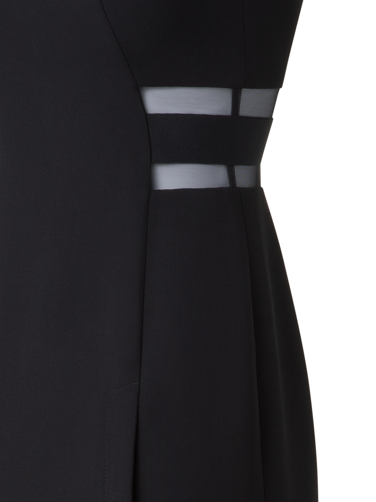 Designer Etuikleid mit Tüll-Tailleneinsatz - Schwarz