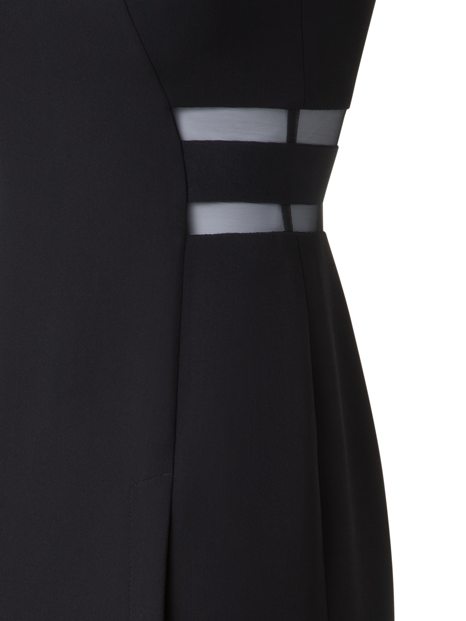 Designer Etuikleid mit Tüll-Tailleneinsatz - Schwarz