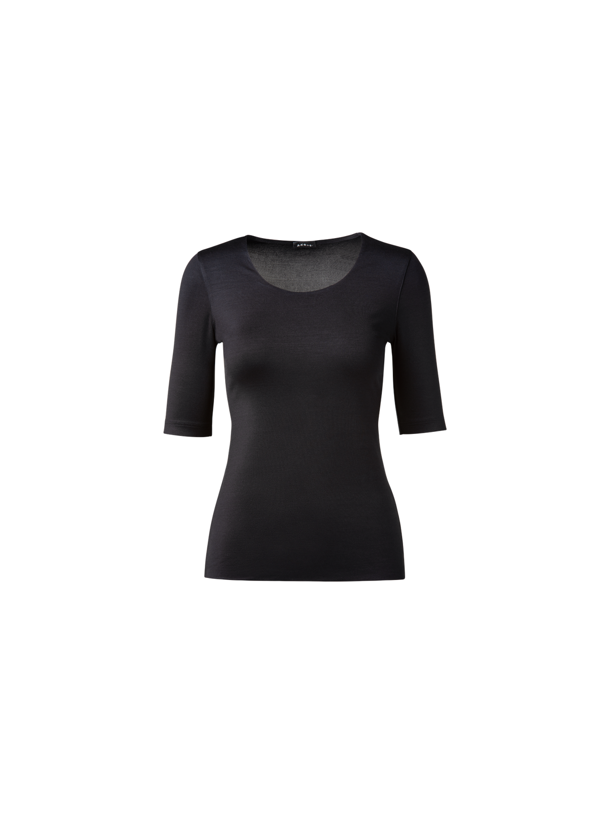 Designer Shirt mit 3/4 Arm aus Seiden-Jersey - Schwarz