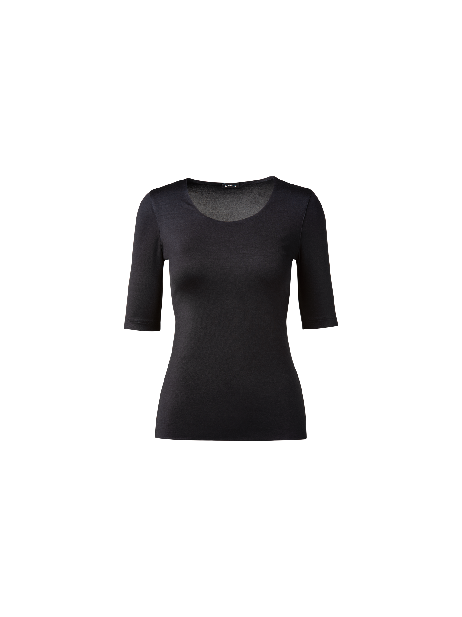 Designer Shirt mit 3/4 Arm aus Seiden-Jersey - Schwarz