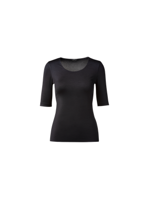 Designer Shirt mit 3/4 Arm aus Seiden-Jersey - Schwarz