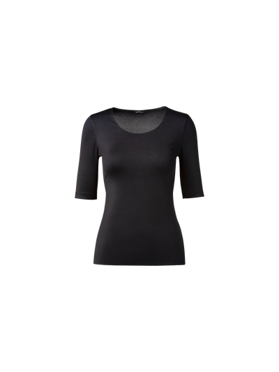 Designer Shirt mit 3/4 Arm aus Seiden-Jersey - Schwarz