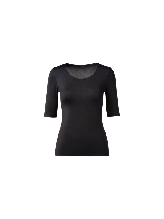 Designer Shirt mit 3/4 Arm aus Seiden-Jersey - Schwarz