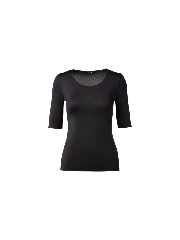 Designer Shirt mit 3/4 Arm aus Seiden-Jersey - Schwarz